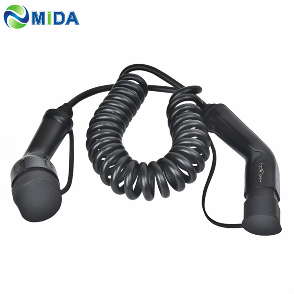 22kW 32A Type 2 to Type 2 Spiral Coiled Cable EV Charging Cable