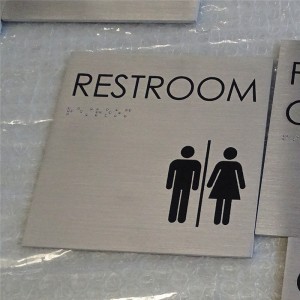 Metal Etched Signs Custom ADA Etched aluminum Braille plate Brushed Metal Plate Exceed Sign