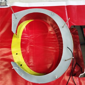 Individualūs 3D išoriniai ženklai Veidrodis nerūdijančio plieno poliruotas LED apšvietimas verslo logotipas Led apšviestas raidės viršijantis ženklas