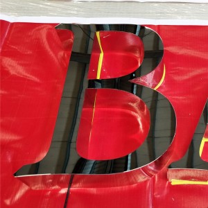 Користувальницькі 3D зовнішні вивіски Дзеркало з полірованої нержавіючої сталі LedLighting Бізнес-логотип Підсвічування з підсвічуванням Letter Exceed Sign