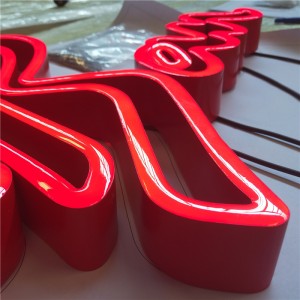 China Custom 3D Resin Channel Letters Signs Led Face Lighting Logo Letšoao la Led Illuminated Letter Exceed Sign