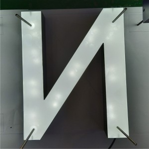 Semne exterioare din oțel inoxidabil vopsit cu led litere iluminat logo afaceri cu led retroiluminat scrisoare depășire semn