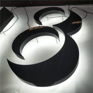 අභිරුචි 3D බිත්ති සලකුණු පින්තාරු කරන ලද Led Backlit Lighting ව්‍යාපාරික ලාංඡනය Led Backlit Letter Exceed Sign