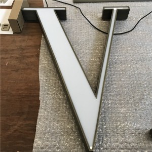 Atnaujinamas kanalo raidžių logotipo iškabos dizainas priekyje / iš apšviestos LED kanalo raidžių iškabos