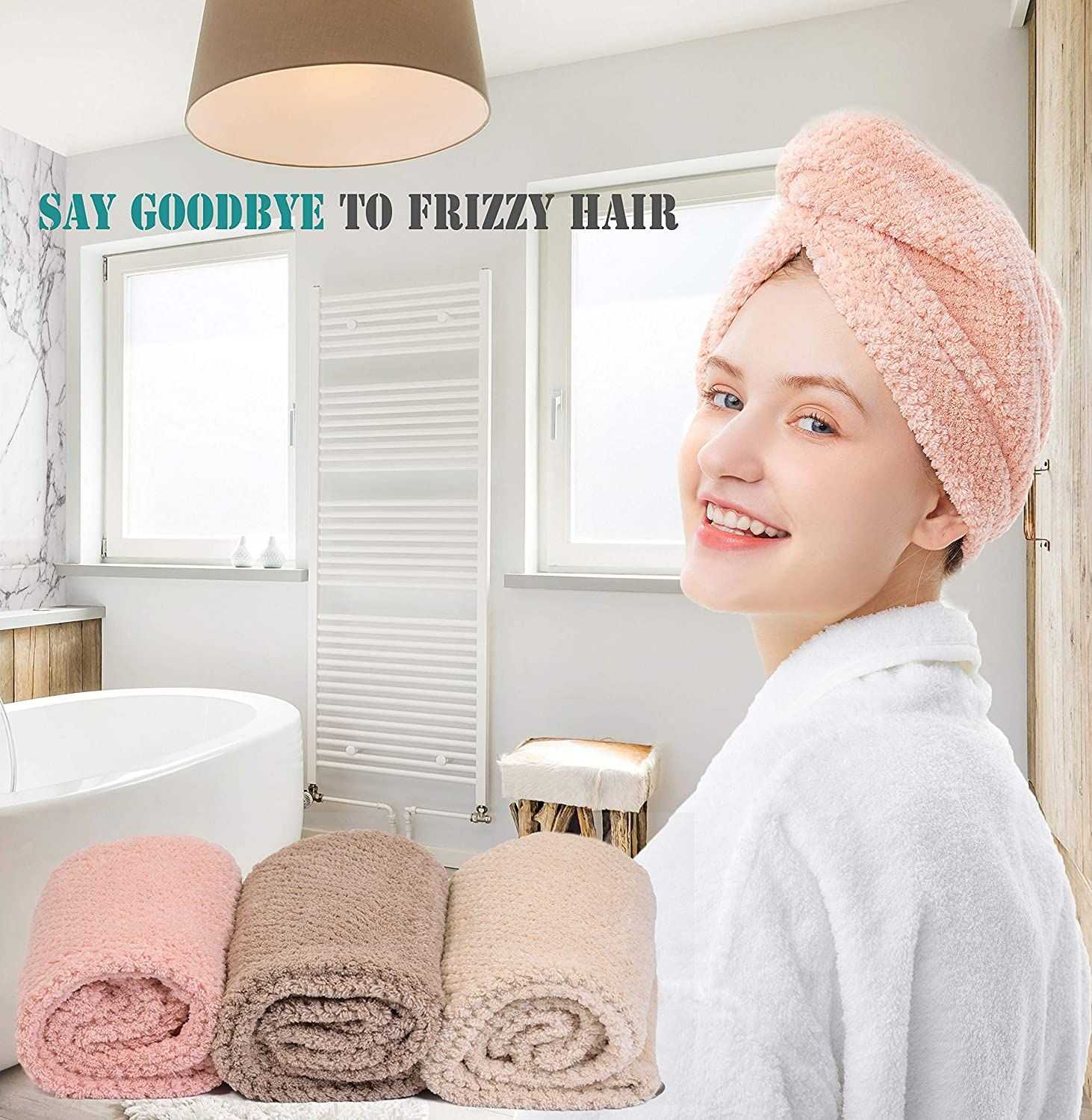 Microfiber Hair Drying Shower Turban Quick Dry Hair Towels  (11)