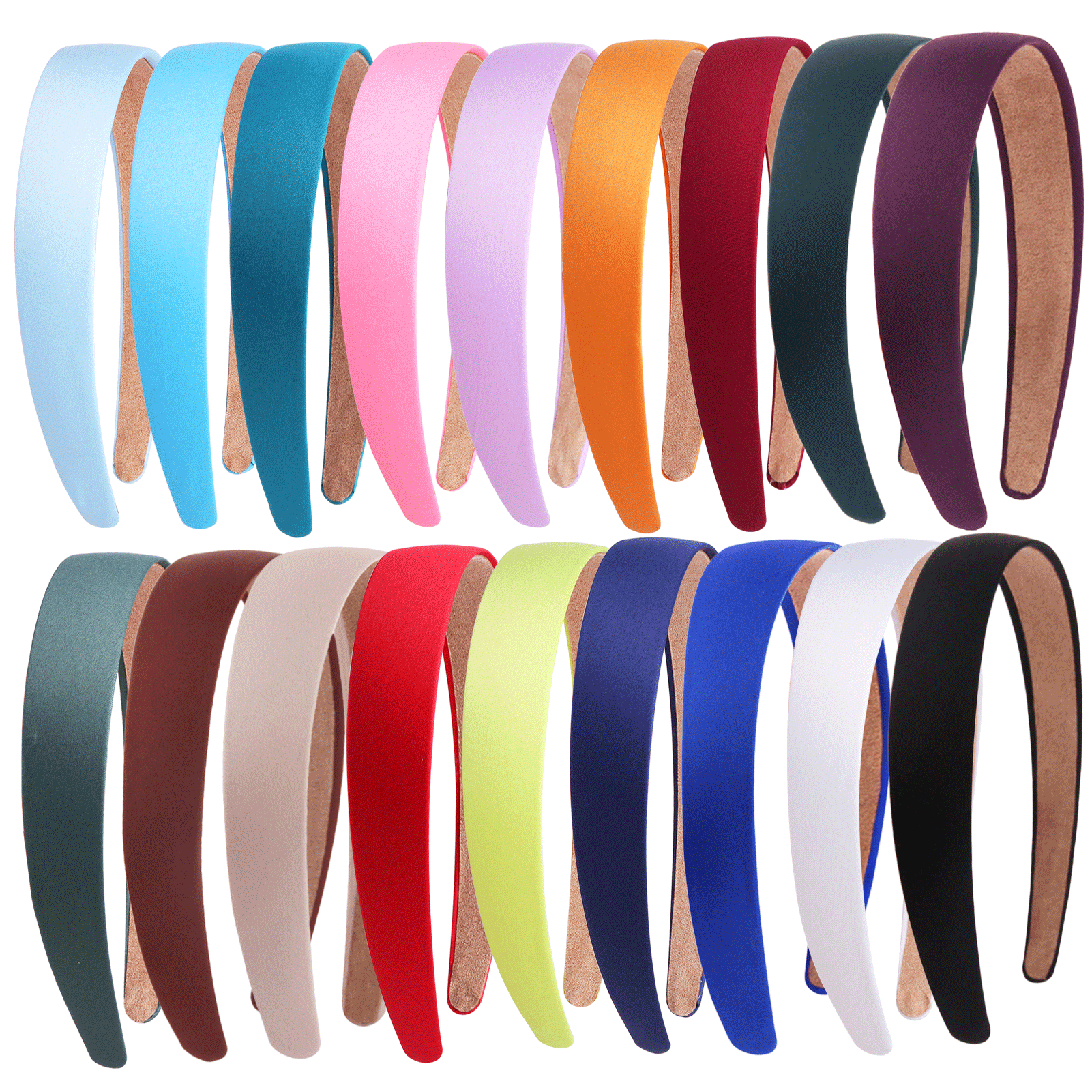 Satin Headbands 1 Inch Wide Headband Colorful Non-slip Hard Headbands for Women