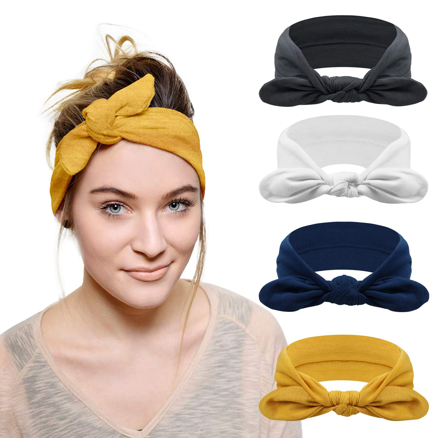 Bow Knotted Hair Band  Rabbit Ears Running Sport Elastic Hair Wrap