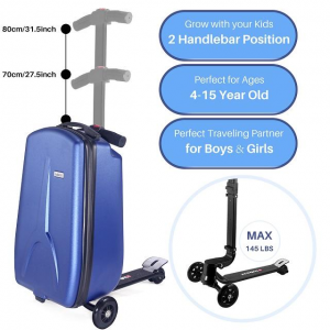 a-bst high quality kids scooter luggage suitcase three wheel foldable aluminum alloy 18inch durable scooter suitcase kids travel