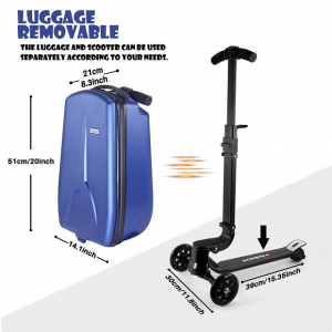 a-bst high quality kids scooter luggage suitcase three wheel foldable aluminum alloy 18inch durable scooter suitcase kids travel