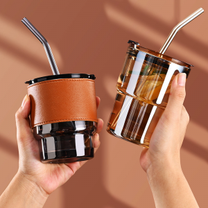 Bamboo glass straw cup
