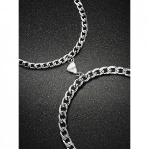 Couples jewelry cuban chain NK chain stainless steel magnetic heart lock couple bracelets for girlfriend boyfriend