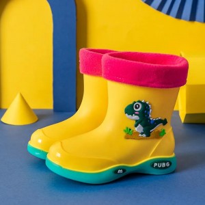 Cartoon dinosaur children plush warm detachable rain boots