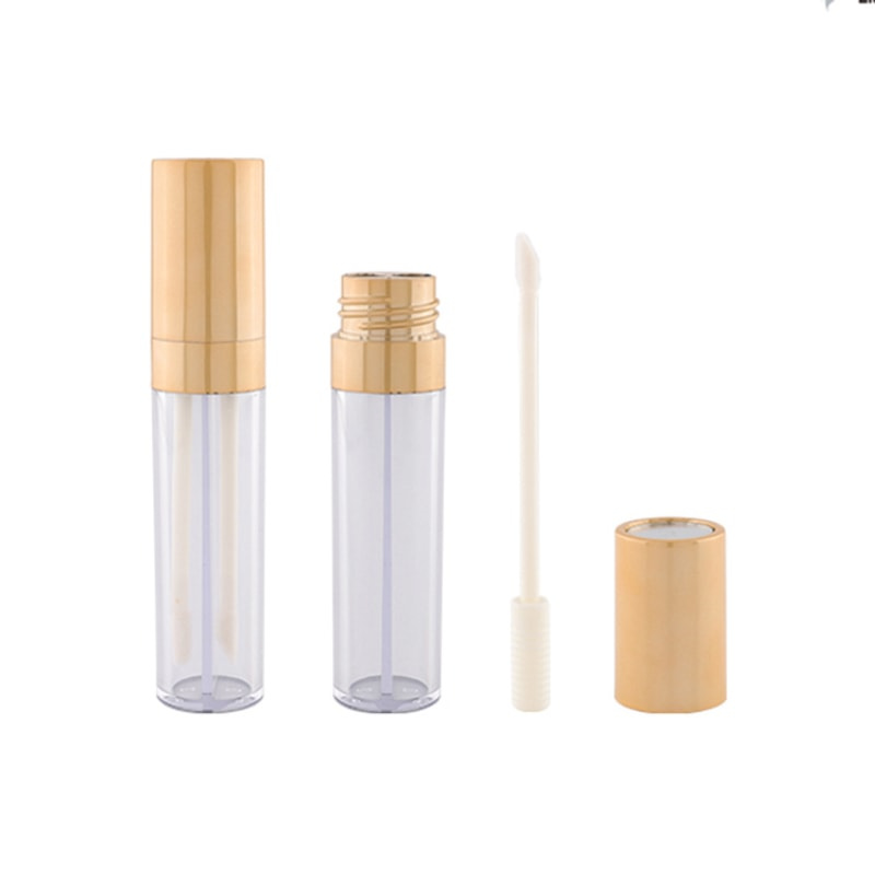Embalaje de brillo de labios de doble varita de plástico con cubierta dorada de nuevo diseño