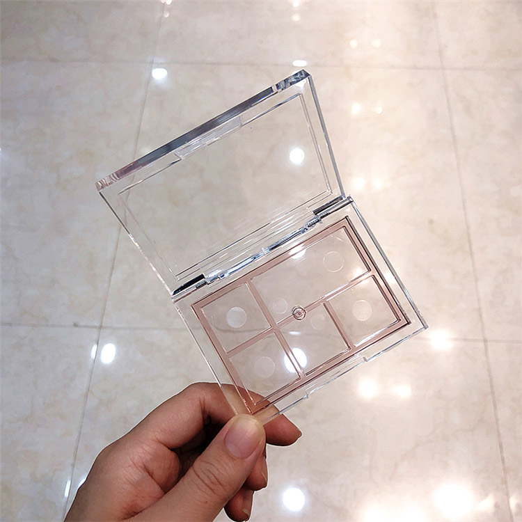 Paleta de plástico de etiqueta privada de 5 colores, paleta de plástico al por mayor personalizada, caja de rubor transparente vacía OEM