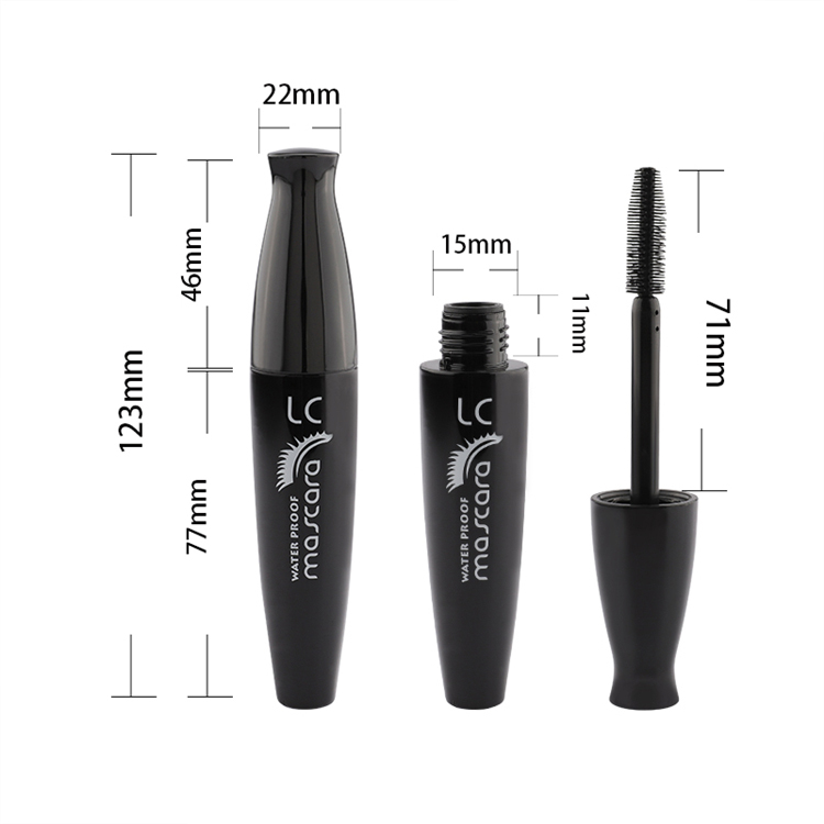 Custom White Screen Printing Logo Glossy Black High Quality Empty Mascara Tubes with Brush