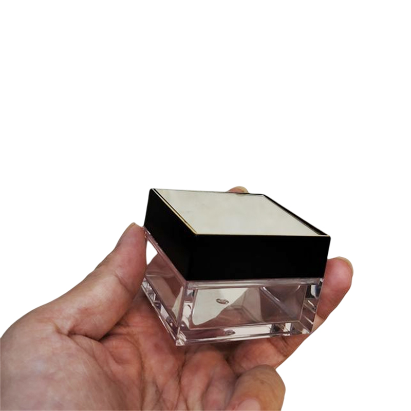 Square 3D Printing Mirror Cover Loose Powder Jar With Smile Face Sifter