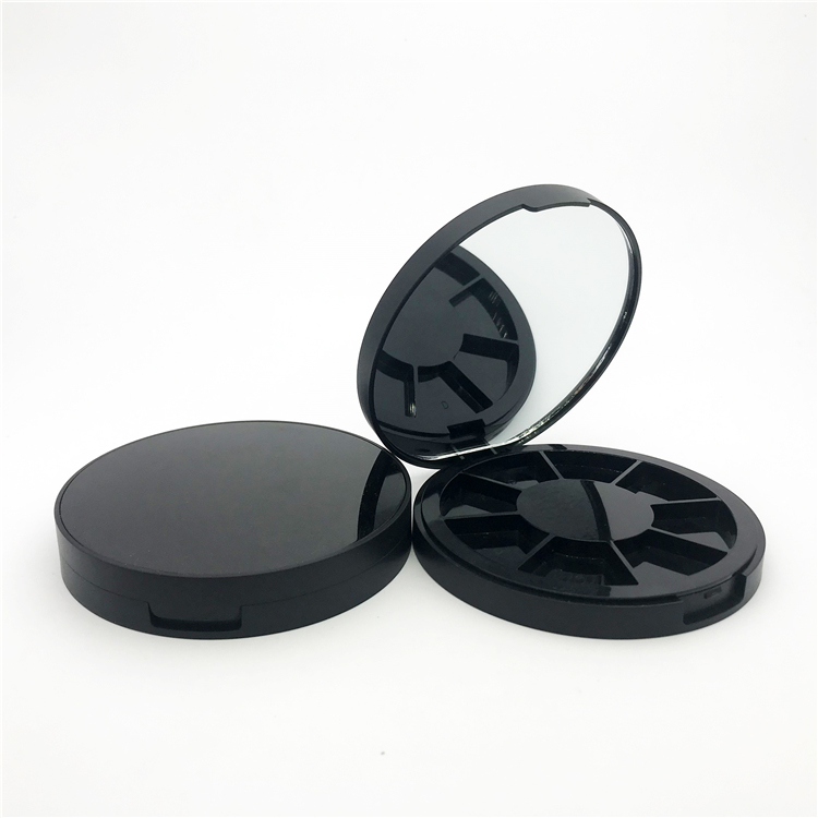 Fashion Powder Packaging Round Press Gel Empty Eyeshadow Case 8 Wells With Mirror