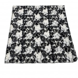 Lace print, classic black and white scarf