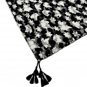 Lace print, classic black and white scarf