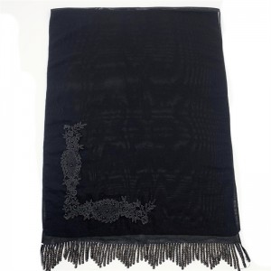 Kara hemp scarf, single tassel hot drill