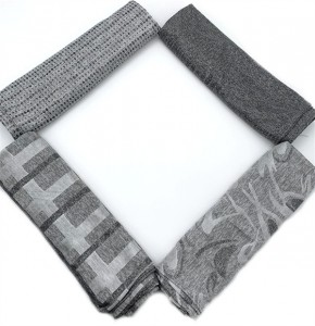 High sense grey knitted fabric scarf with a variety of jacquard patterns