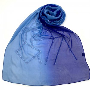 Two color halo dyed embroidered scarf