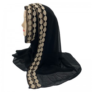 Imitation silk scarf Two lace on one side Muslim headscarf