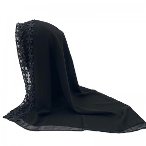 All black scarf Delicate lace Muslim scarf
