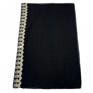 Well-designed Pakistan Scarf - The black scarf with gold lace is dazzling – Jingchuang