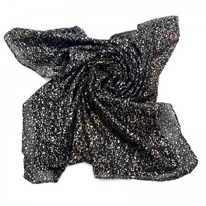 Best quality Silk Bandana Scarf - Sprinkle some pattern bronzing scarf Black gold collocation Muslim scarf – Jingchuang