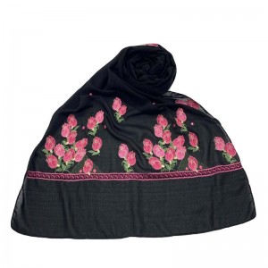 2022 Good Quality Buffalo Plaid Scarf - Beautiful rose embroidery scarf Beautiful women – Jingchuang