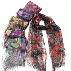 Printed scarf Lace fabric  Bright colorsWomen scarf