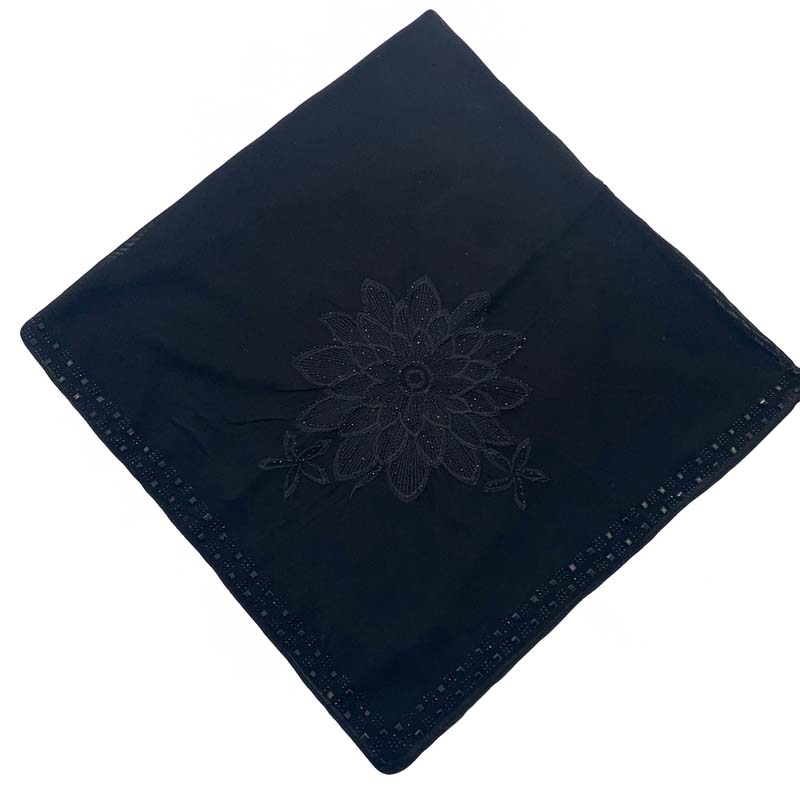 2022 High quality Chinese Scarf - Extra black kerchief embroidery Hot drill scarf Muslim headscarf Women scarf – Jingchuang