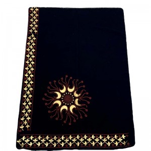 Factory wholesale Chiffon Scarf - High end atmosphere and fashion  Black scarf Dubai gold color – Jingchuang