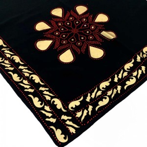 High end atmosphere and fashion  Black scarf Dubai gold color