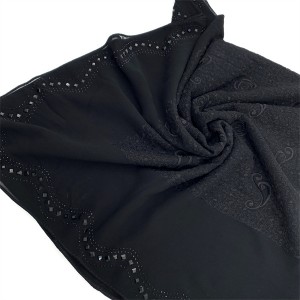 Embroidered extra black scarf, square scarf