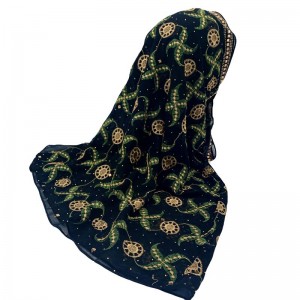 Imitation silk Whole embroidery delicate Hot drill scarf Muslim headscarf Women scarf