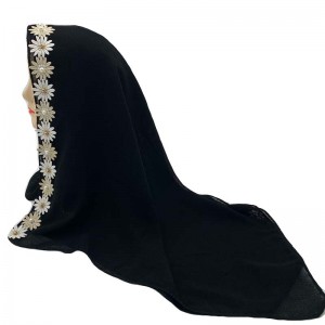 Muslim headscarf Extremely black material fancy lace Women scarf