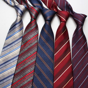 Men’s Microfiber Stripped Tie Classic Stripe Jacquard Woven Slim Ties Business Formal Party Suit Necktie