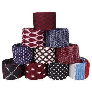 Flat knit tie stripe polka dot knitted necktie solid color necktie