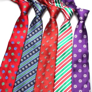 wholesale Christmas Holiday Tie Xmas Tree Snowflake Pattern Necktie Colorful Mens style Tie