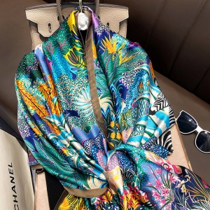 OEM Supply Wholesale Scarves - Ink painting retro art Printing Custom contrasting color Silk Twill women Scarf and Hijab – Fanlang