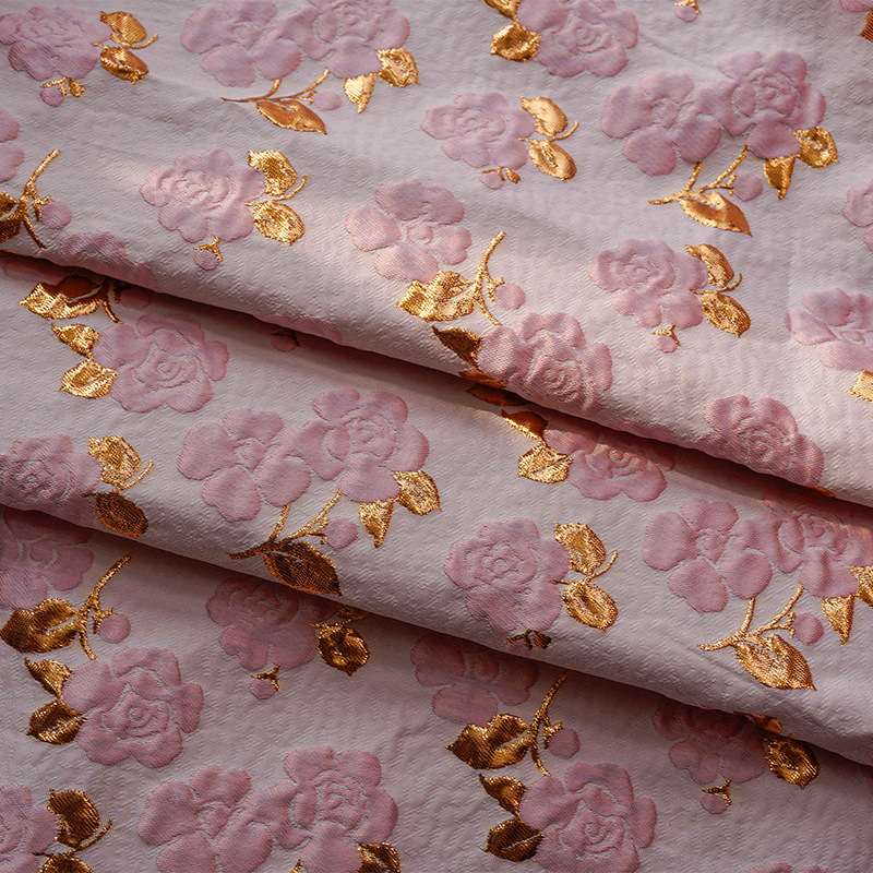Reasonable price Functional Fabric Jacquard - Embossed gold jacquard fabric suit dress fabric floral brocade jacquard fabric – Fanlang