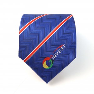 china factory custom private label stripe logo tie red navy polyester silk tie uniform match tie