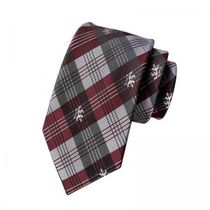 Factory latest mens skinny tie woven plaid necktie classic navy office tie suit necktie