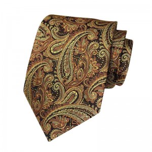 mens new custom golden color necktie Classic Paisley neck ties slim tie for men