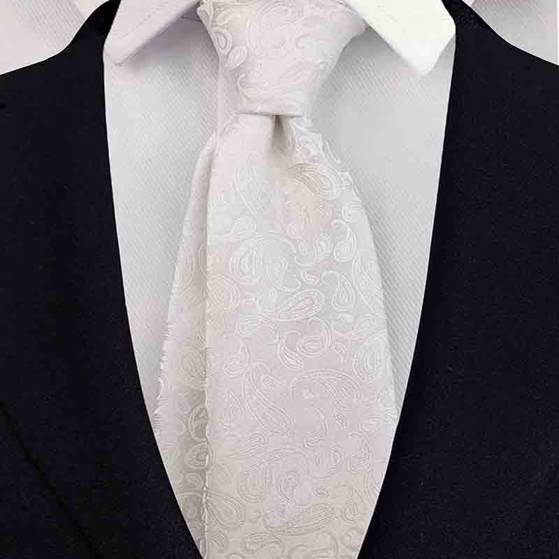 High quality dark pattern tie men’s luxury white mulberry silk tie fanlang tie set for men Featured Image