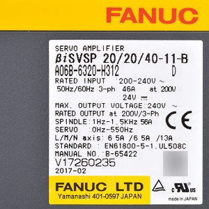 Fanuc drives A06B-6320-H312 Fanuc servo amplifier BiSVSP 20/20/40-11-B