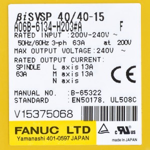 Fanuc drives A06B-6134-H203#A Fanuc BiSVSP 40/40-15