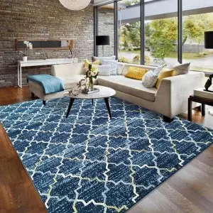 Transformeer uw ruimte met het vloerkleed van polyester blauw Wilton voor thuis
